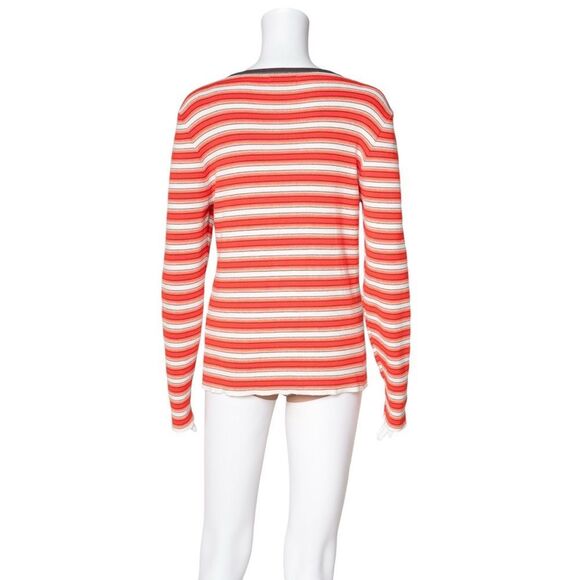 NWOT ERL White and Red Embroidered Striped Sweater - Picture 3 of 6